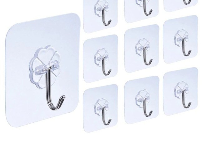 Крючок на липучке "клевер" квадратнывй прозрачный 1271