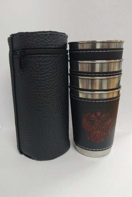 Стопки кожа+металл 1/4 бол. в чехле PM-16-1