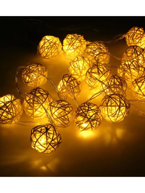 Гирлянда "Шар  металл золото" нить теплый свет 7м 40л в колбе