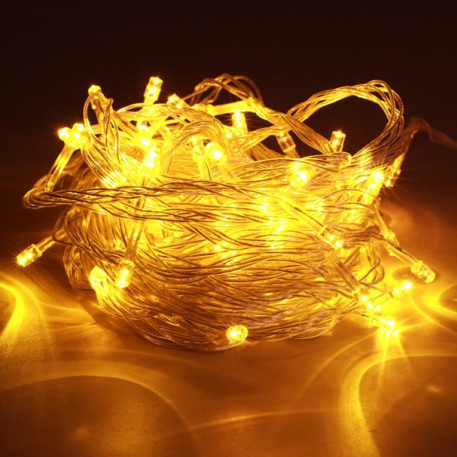 Гирлянда желтая нить в тубе 8 режимов 8м 100L