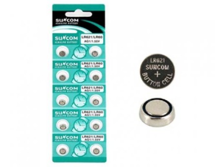 Батарейка AG-1/1.55V LR621/LR60   SUNCOM КМ-21 /РАСПРОДАЖА