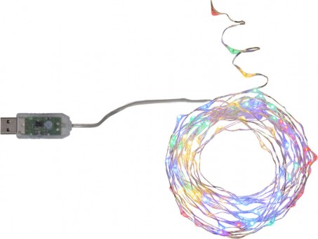 Нить светодиодная 10м  100L цветная от USB AB-77-1