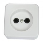 Розетка ОУ 1-х местная белая пластик  РА10-131- iб (замена 637298)