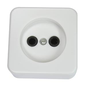 Розетка ОУ 1-х местная белая пластик  РА10-13И- б (замена 637298)