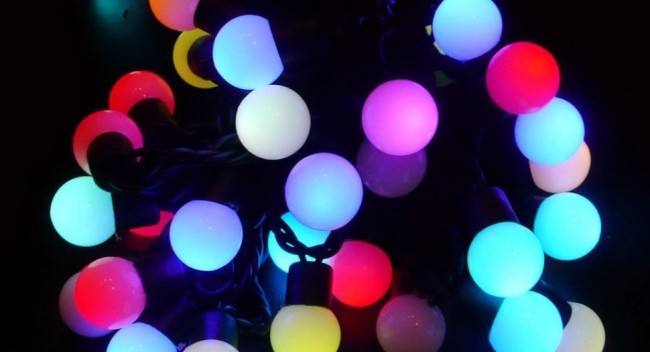 Гирлянда уличная "Шарики матовые" большие  цветная черный провод  100L 10м