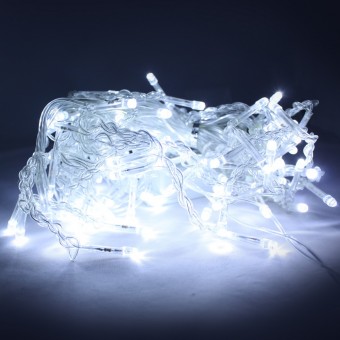 Гирлянда холодный свет нить черный провод  в тубе 8 режимов 7м 100L