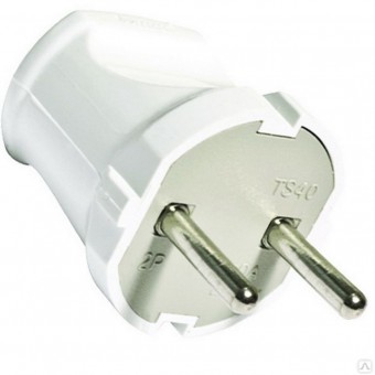 Электровилка UNIversal 6А 250В пластик, прямая, белая А113 240851