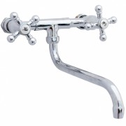 Смеситель для кухни настенный DK-2801 DK-953  излив S-образный 20см, ручки крест