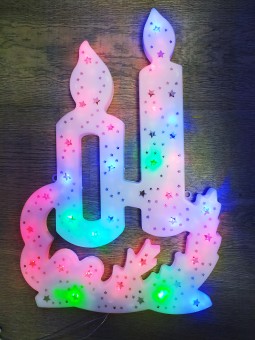 Светильник "Две свечи" цветной свет работает от сети MG-42  /40/