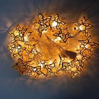 Гирлянда "Звезды металл золото" желтый цвет 5м MQ-116 (17)