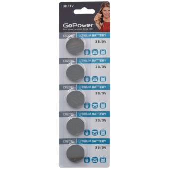 Батарейка  CR 2016  GoPower 3V  цена за упаковку 1/5 /20/100