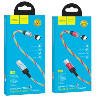 Кабель USB Micro  U90  2.4A 1M HOCO магнитный свет кабель