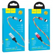 Кабель USB Micro  U90  2.4A 1M HOCO магнитный свет кабель