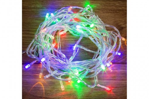 Гирлянда нить прозрачный провод ЦВЕТНАЯ 8режим в тубе 12м  200L MQ-18/Z-27