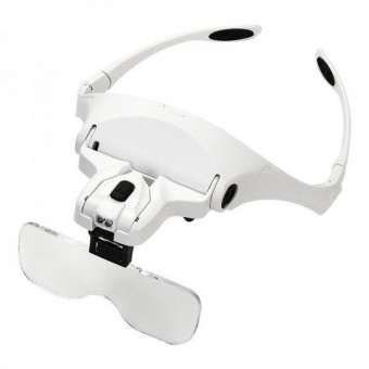 Лупа-очки+5насадок 1/1.5/2.0/2.5/3.5Х с подсвет.2д. "9892В2"