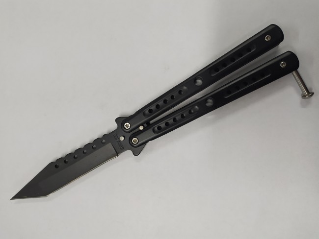 Нож бабочка черн метал.  286 BB /12/