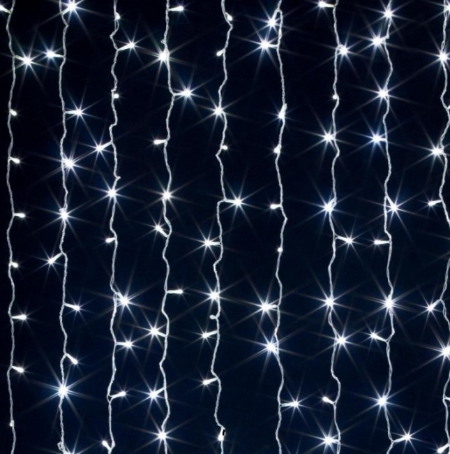 Гирлянда  штора  ,белый цв..в тубе  8 режим 3Х2м B-25-1 320L