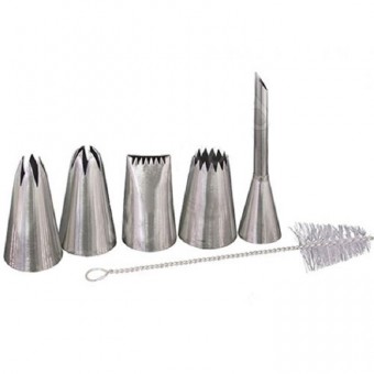 Насадки для декорации торта 5шт+ершик КW-1751