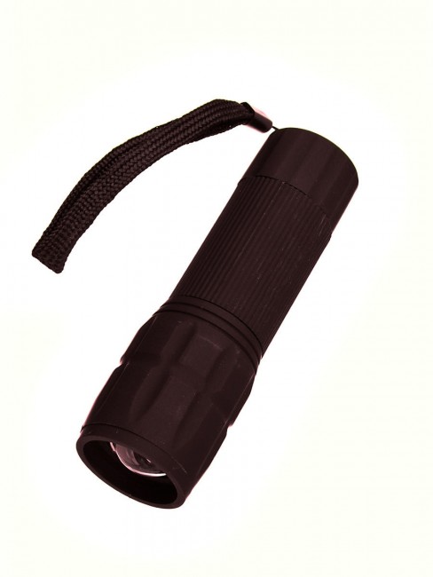 Фонарик ручной на батарейках мини 3ААА  черный в коробке HEX-01