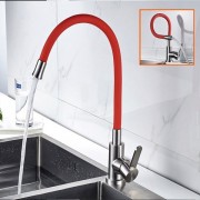 Смеситель алюминий матовый кухня  c гибким черным изливом KORONA  ZM-7721-2А-767 Смеситель алюминий матовый кухня  c гибким черным изливом KORONA  ZM-7721-2А-767