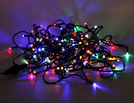 Гирлянда нить черный провод 7 м  ЦВЕТНАЯ 8режим в тубе  100L MQ-19