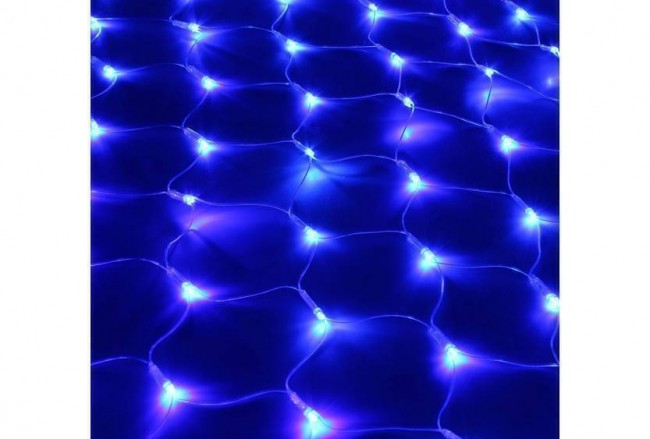 Гирлянда сетка синий цвет  в тубе 8реж.  1,5х1,5м   160L