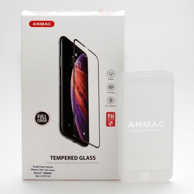 Защитное стекло iPhone 8 Full Cover ANMAC белое