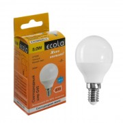Лампа светодиодная Ecola шар G45 Е14 8W 2700К  78х45 554673