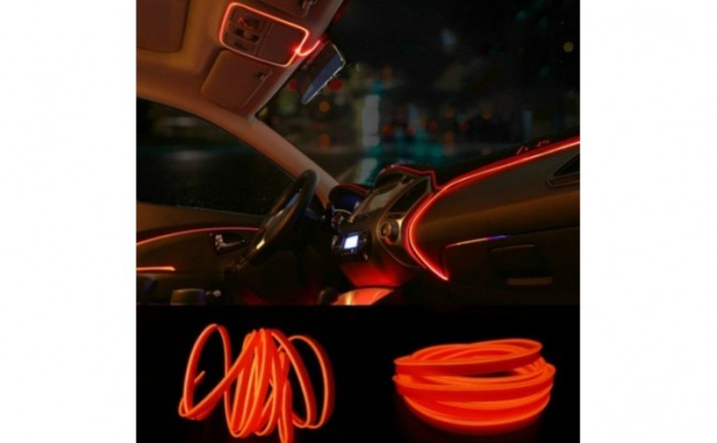 Неоновая лента для авто Neon Auto (Набор: 5м с кантом, блок питания) красный