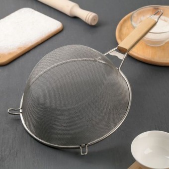 Сито   c деревянной ручкой большое  с ушками   24см KW-877 Н отк-2789