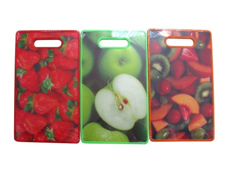 Доска разделочная пластик прямоугольная "фрукты"22*37см