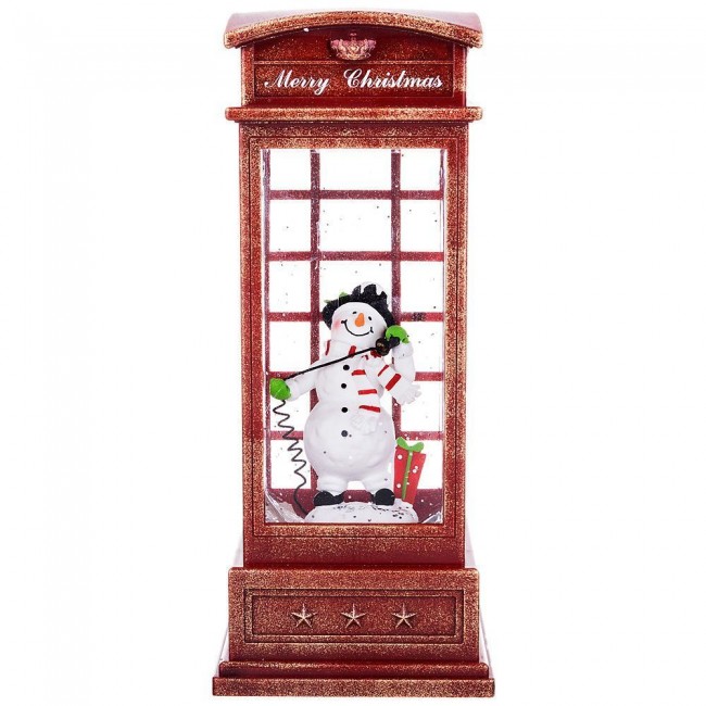 Фонарь новогодний  telefone  с подсветкой и эффектом снегопада  от сети  KB-34