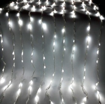 Гирлянда штора водопад белая 320 ламп 1.5*1.5/20/ Гирлянда штора водопад белая 320 ламп 1.5*1.5/20/