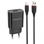 Переходник СЗУ на USB BOROFONE Type-C 2.1А BA52A черный Переходник СЗУ на USB BOROFONE Type-C 2.1А BA52A черный