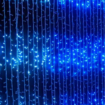 Гирлянда  штора водопад синяя 320 ламп 1.5*1.5/20/