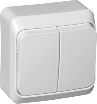 Выключатель  ОУ 2клавиши белый пластик VА56-232-б наружний 29570