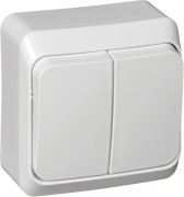 Выключатель  ОУ 2клавиши белый пластик VА56-232-б наружний 29570 Выключатель  ОУ 2клавиши белый пластик VА56-232-б наружний 29570
