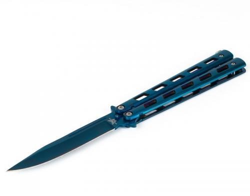 Нож бабочка  синяя рукоятка мал.  F-8048 S