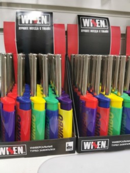 Зажигалка Wisen TURBO цветные 18556 /25/
