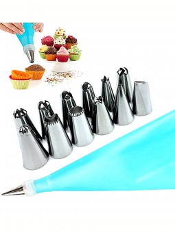 Насадки для декорации торта 13шт + мешок