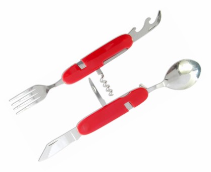 Набор походный складной  ложка,вилка,нож,открывашка 6/1 пластик  Л