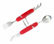 Набор походный складной  ложка,вилка,нож,открывашка 6/1 пластик  Л