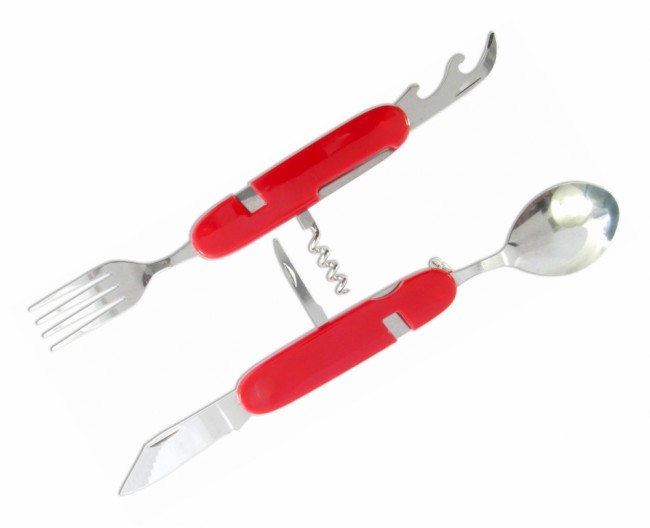 Набор походный складной  ложка, вилка, нож ,открывашка... метал  /12/  4-42