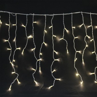 Гирлянда бахрома  желтый цв. белый провод лампочка матовая 144L/3м V8