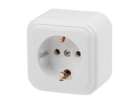 Розетка ОУ 1место белое пластик земля РА16-133-В 328661