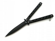 Нож бабочка рукоятка с отверстиями металл черный №241 /12/