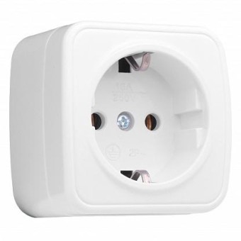 Розетка ОУ 1 местная белая керамика О0028 "Олимп" внутренняя с/з