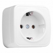 Розетка ОУ 1 местная белая керамика О0028 "Олимп" внутренняя с/з