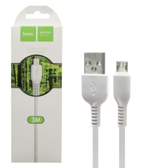 Кабель USB Micro USB X20 3M HOCO белый 791977