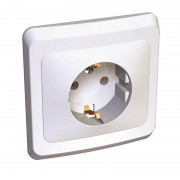 Розетка СУ 1 местная  белая пластик земля РС16-134-б внутренняя 29562 Розетка СУ 1 местная  белая пластик земля РС16-134-б внутренняя 29562